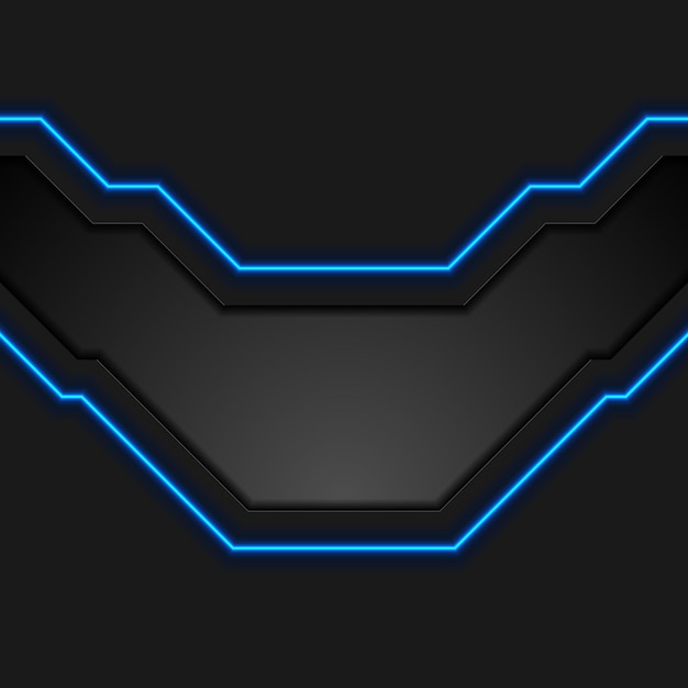 Black technology background with blue neon lines