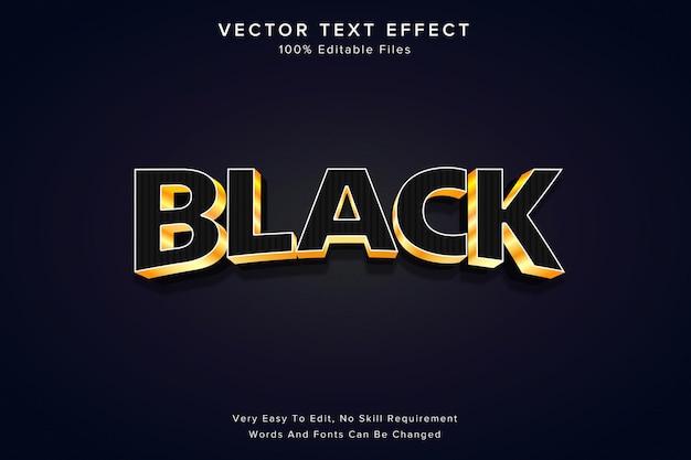 Black text effect editable black and golden style text effect