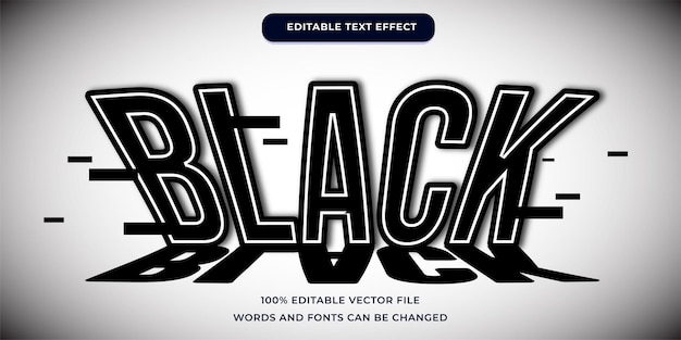 Black text effect, editable black shadow text modern and glitch font style