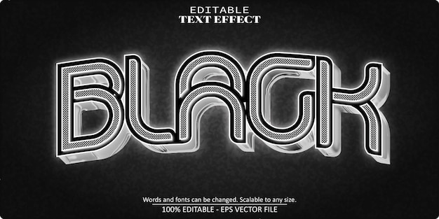 Black text effect editable modern and shine text style