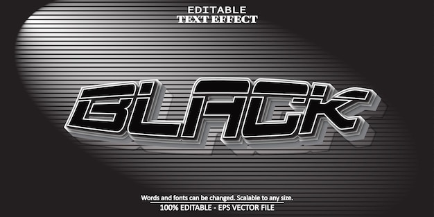 Black text effect editable silver text style