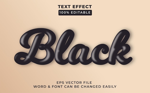 Black text effect style Editable text effect