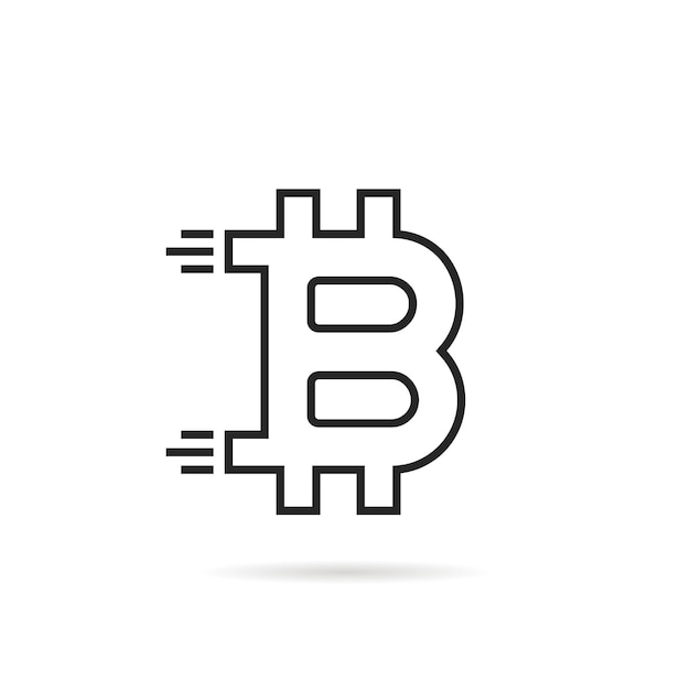 Black thin line bitcoin icon like crypto currency