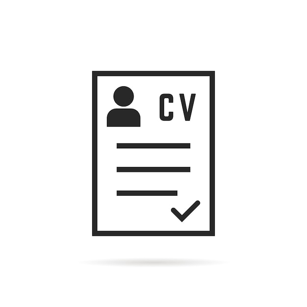 Black thin line cv icon or curriculum vitae