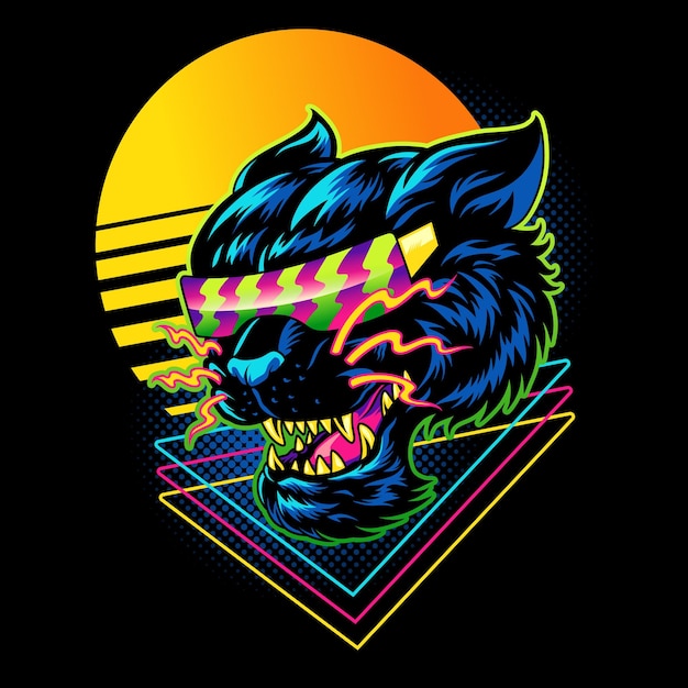 Black tiger head with retro style