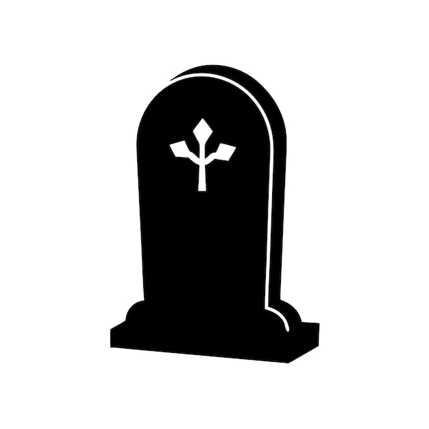 a black tombstone with a tree on the top