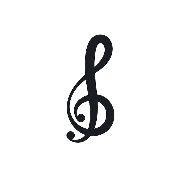 Vector black treble clef note icon for music and musical applications vector design template