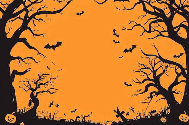 Black Trees Frame Halloween Background