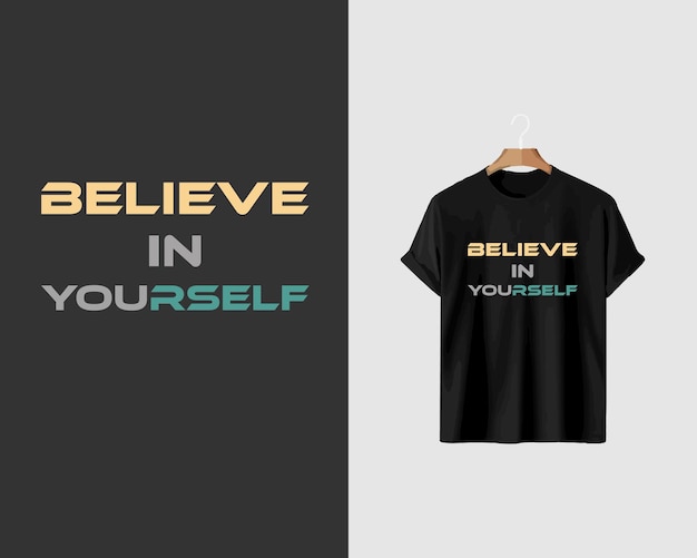 a black typography t shirt with the word believe in white on it