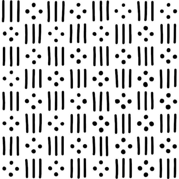 Black vector dashes and dots  seamless pattern. Design element for prints, backgrounds, template.