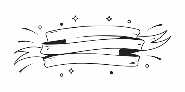 black vector ribbons banners vector illustration doodle line art