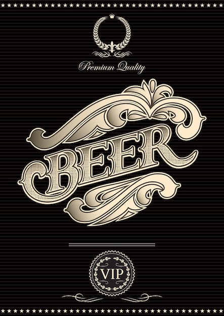 Black vector template for the cover of beer menu