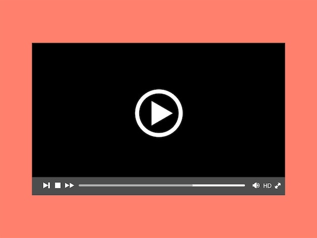 Black video player on a pink background Video or movie program Vector illustration