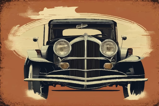 Black vintage classic car vector illustration Vintage car Retro Car Classic vintage car design