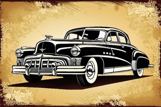 Black vintage classic car Vintage Car Classic car illustration Classic vintage car vector design