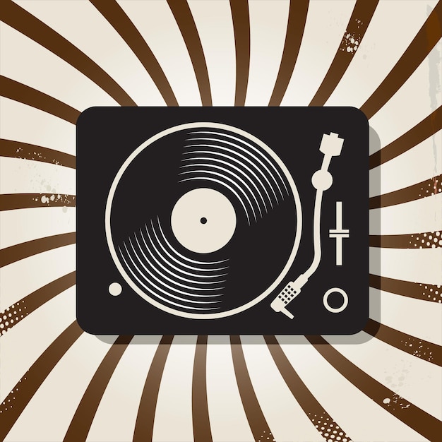 Black vinyl record disc flat retro concept vector illustration