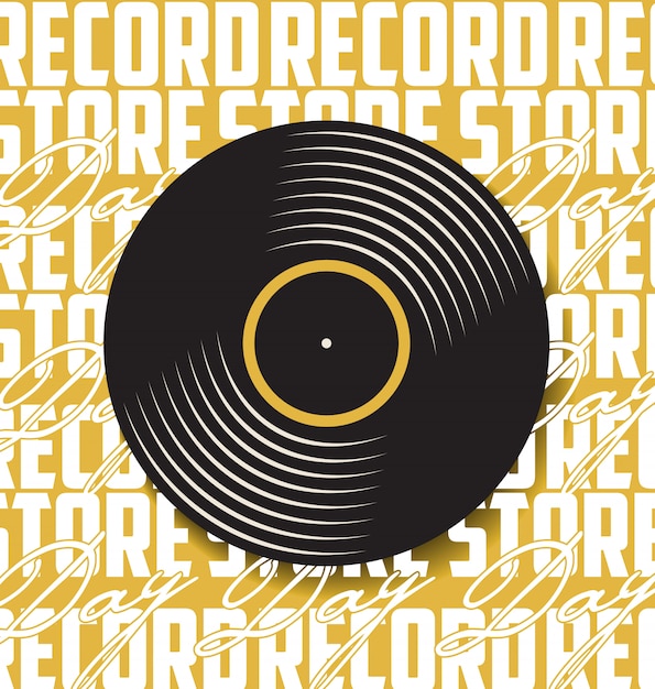 Black vinyl record store day flat concept 