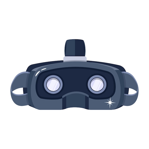 A black vr goggles with a white logo on the bottom.