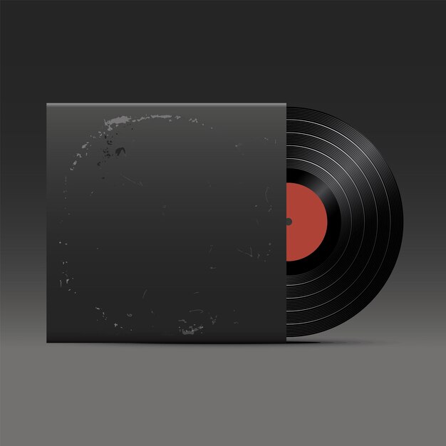 Vector black vynil disc cover mockup