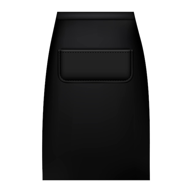 Black waist apron mockup Realistic illustration of black waist apron vector mockup for web design isolated on white background