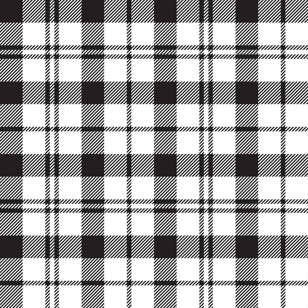 Black Watch milytary tartan seamless pattern black and white