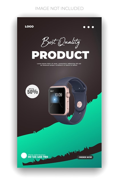 Vector a black watch with a green background that says best product