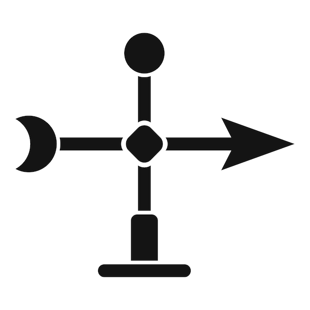 Vector black weather vane indicating the wind direction