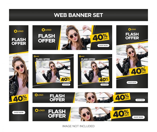 Black web sale banner set