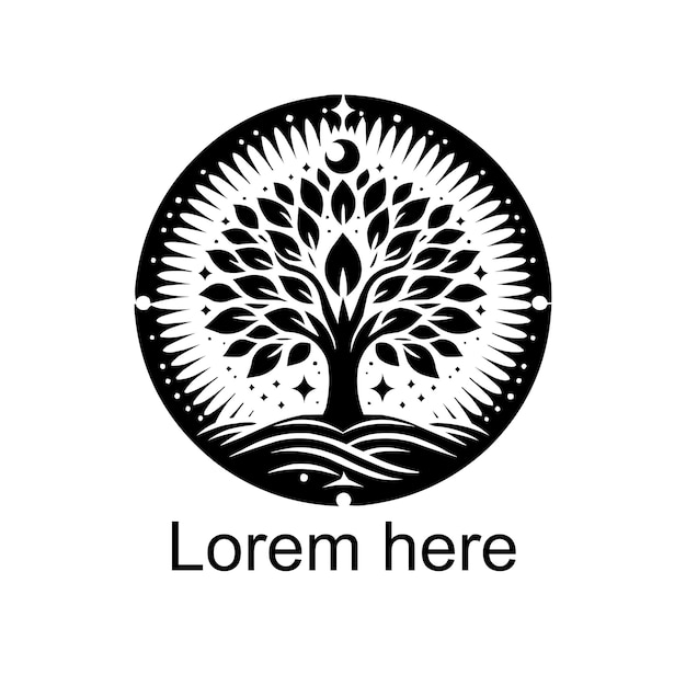 Black wellness tree logo on white background