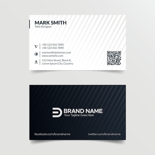 Black and White Abstract Business Card Template Design