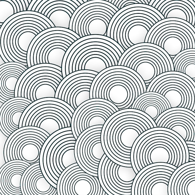 Vector black and white abstract circle seamless pattern background