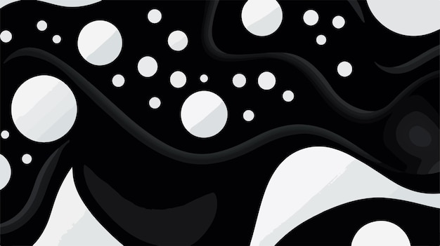 a black and white abstract design with circles and dots