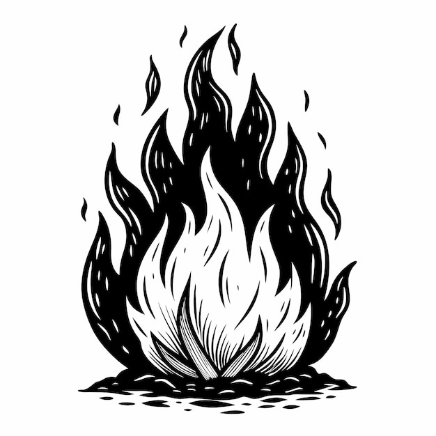 Black and White Abstract Fire Illustration Creative Flame Design