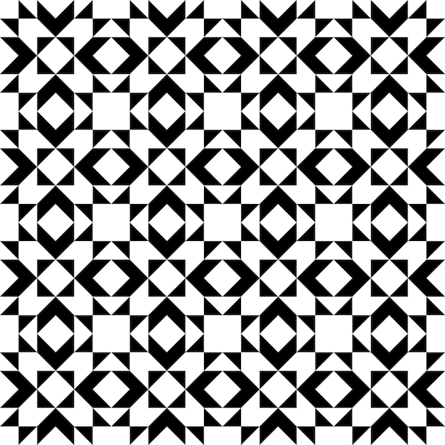 Black and white abstract geometric quilt pattern