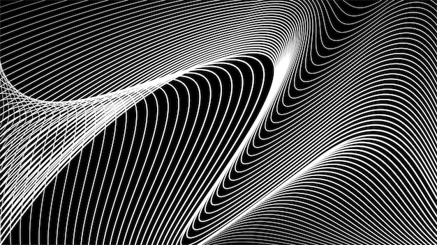 Black and white abstract lines background. Line wave design template.