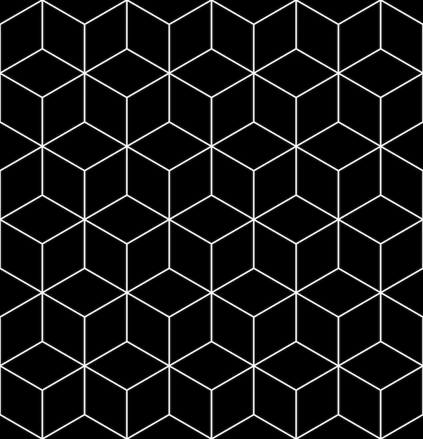 Black and white abstract textured geometric seamless pattern. Vector contrast textile backdrop with cubes and squares. Graphic contemporary futuristic covering.