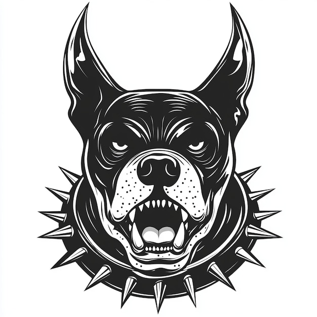 Black And White Angry Dog Head Graphic