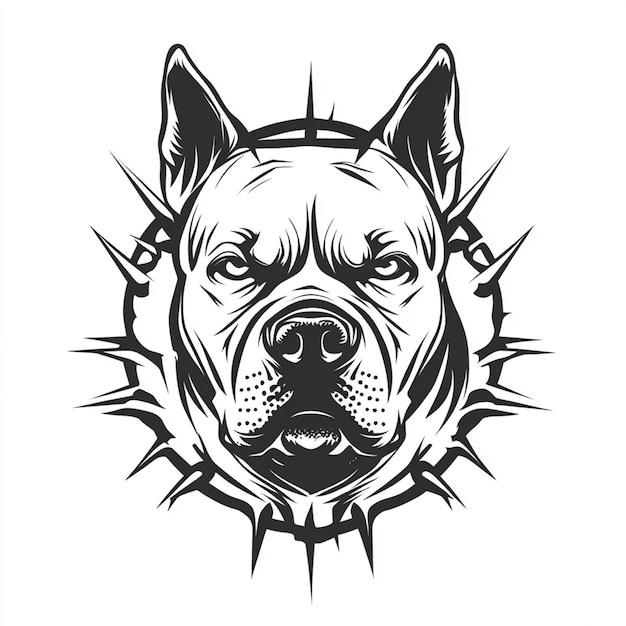 Black And White Angry Pitbull Logo