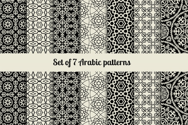 Black and white arabic style patterns