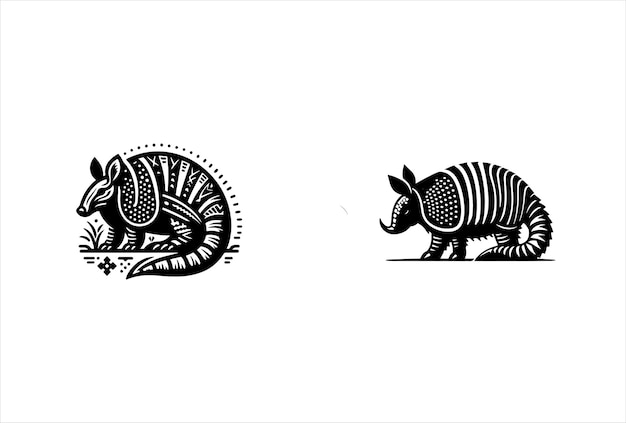 Vector black and white armadillo animal vector design