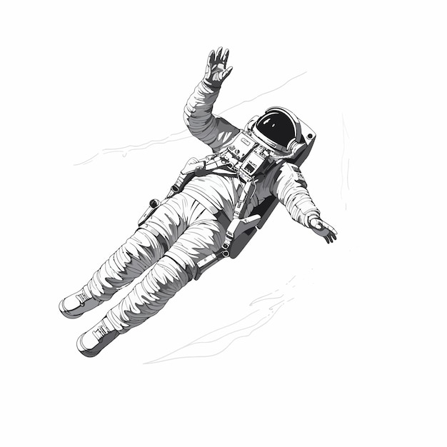 Vector black and white astronaut