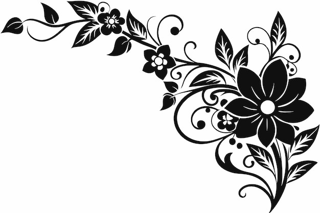 Vector a black and white background with a floral design on it