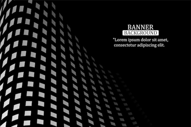 Black and white banner background with square collection