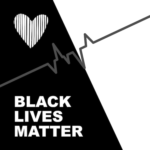 A BLACK-AND-WHITE BANNER SYMBOLIZING THE EQUAL VALUE OF THE LIVES OF BLACK AND WHITE PEOPLE IN THE VECTOR