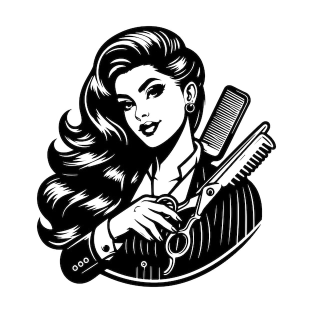 Vector black and white barber logo design