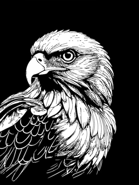 Black and white bird illustration in vector style