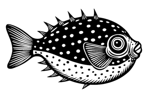 black and white boxfish vector