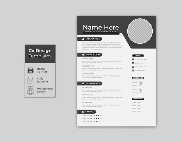 Vector a black and white brochure with a black and white design