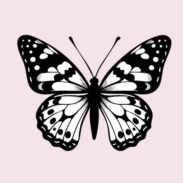 Black And White Butterfly Silhouette Illustration Vector