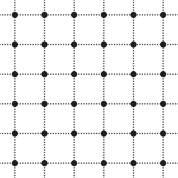 Black and White BW Cute Polkadot Circle Round Geometry Dash Line Scott Checkered Plaid Tartan Gingham Pattern Square Background Vector Cartoon Illustration Tablecloth Picnic Mat wrap paper Fabric